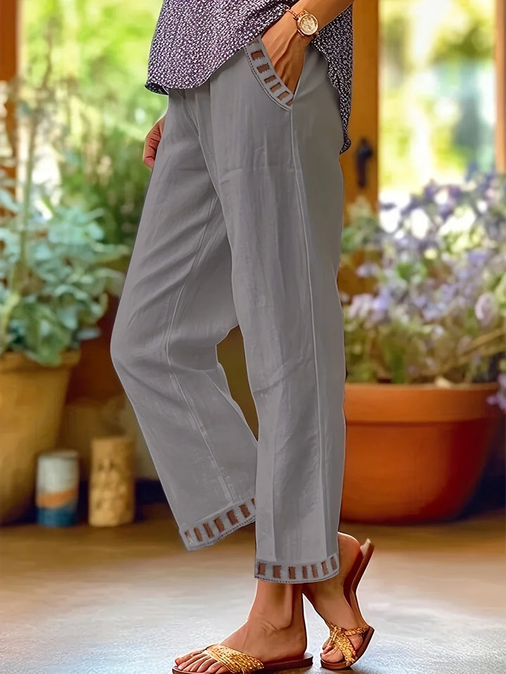 Tracey - Contrast Trim Cropped Pants