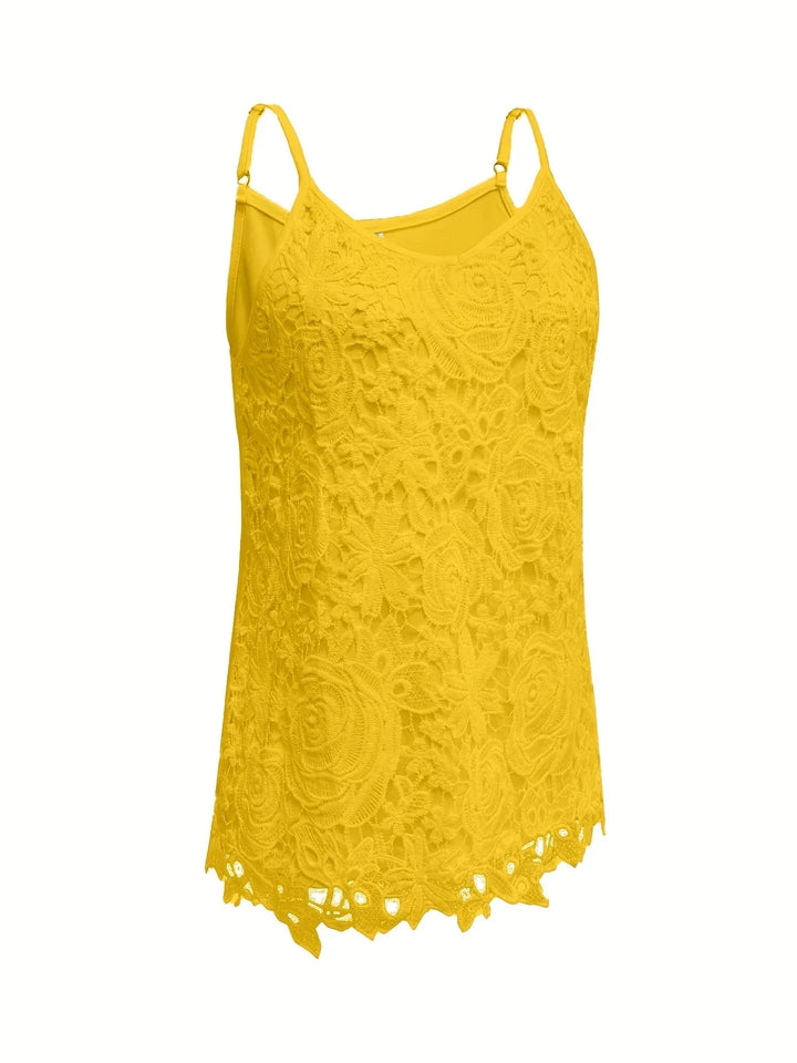 Juna - Elegant Sleeveless Lace Top With V Neck