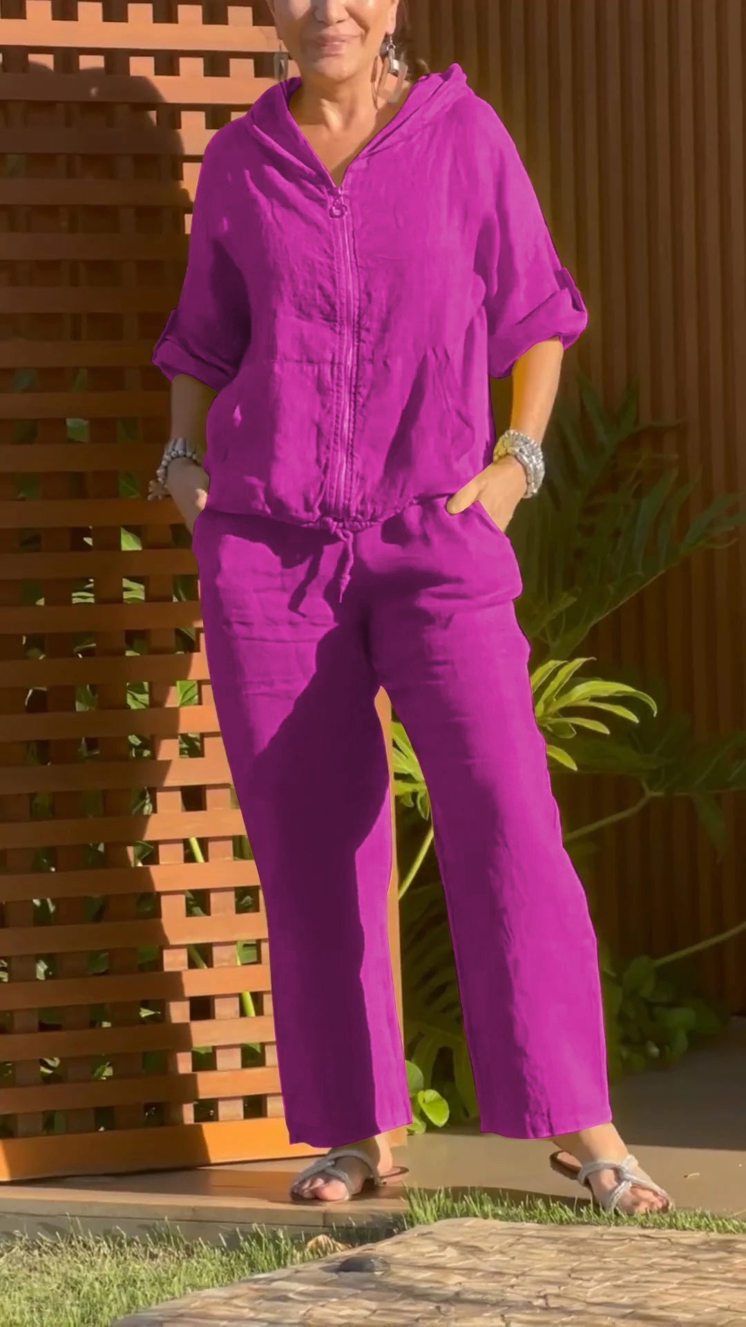 Pietra - Two Piece Hooded Suit With Zipper