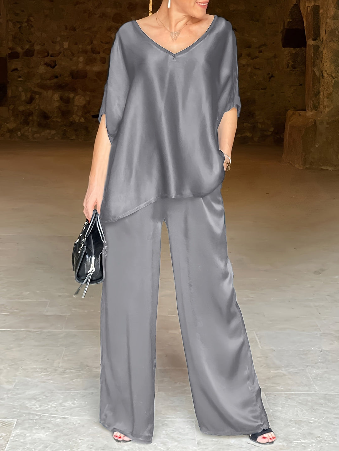 Ashlee - Elegant Short Sleeve Two Piece Set