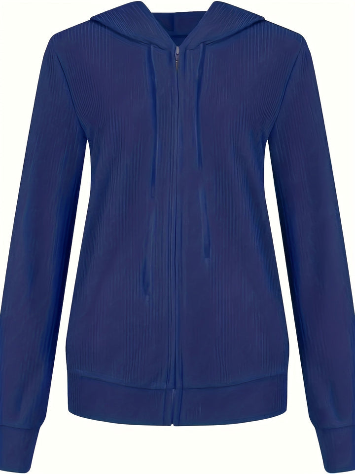 Moira - Long Sleeve Zip Up Drawstring Hoodies