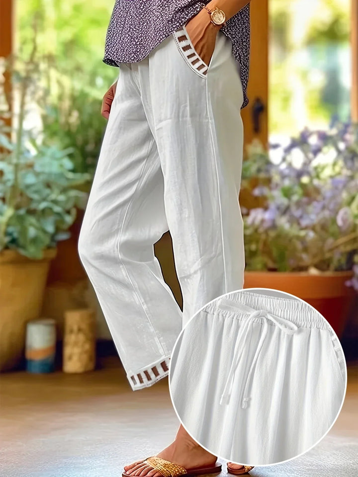 Tracey - Contrast Trim Cropped Pants