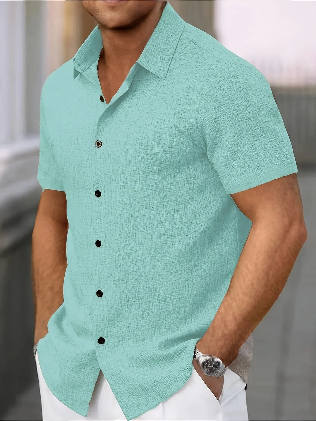 Dwight - Lightweight Linen Blend Short Sleeve Shirt
