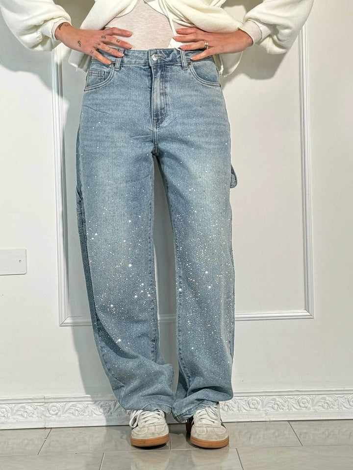 Zella - Relaxed Jeans with Shiny Rhinestones