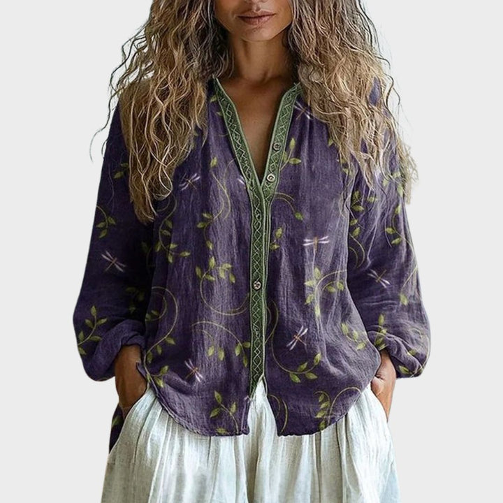 Fiona™ I Vintage Leaf Print Blouse