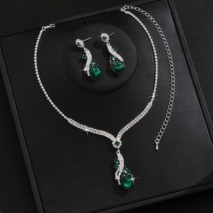 Lelia - Rhinestone Necklace Earrings Set