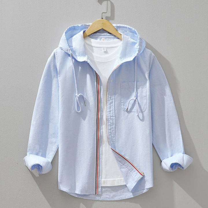 Vance - Linen Zipper Hoodie Shirt