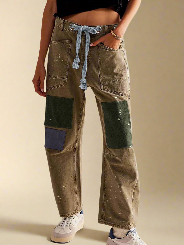 Felixa - Wide Leg Patchwork Denim Pants