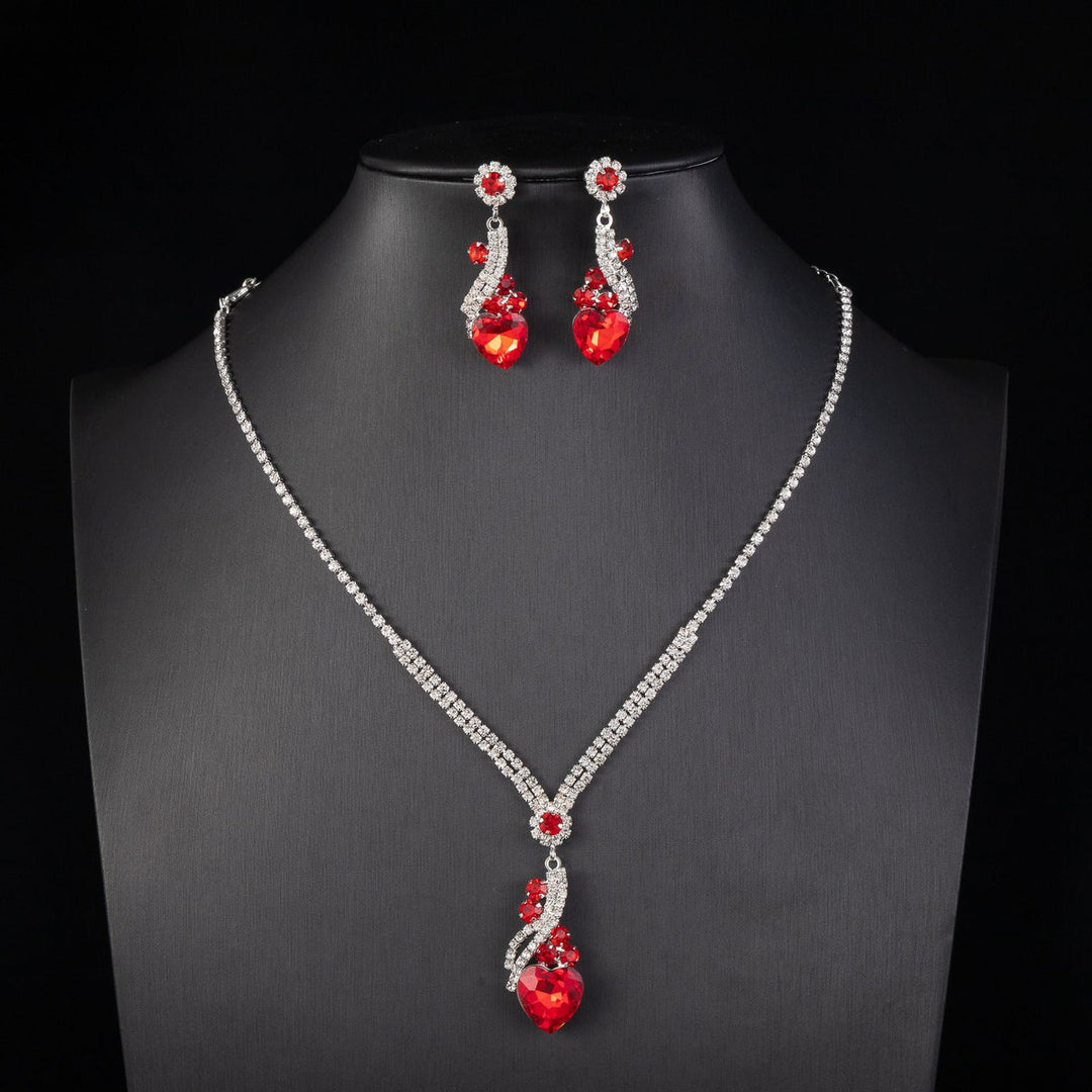 Lelia - Rhinestone Necklace Earrings Set