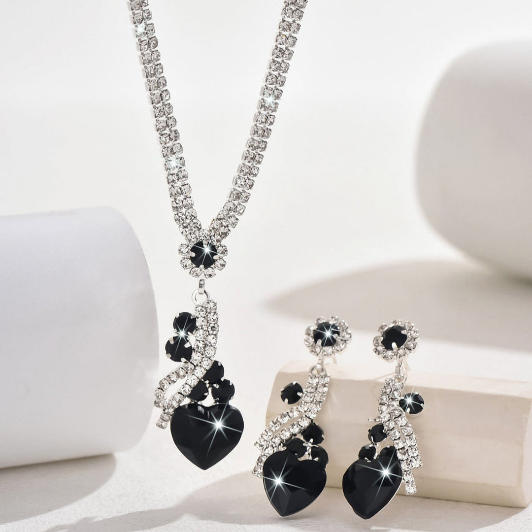 Lelia - Rhinestone Necklace Earrings Set