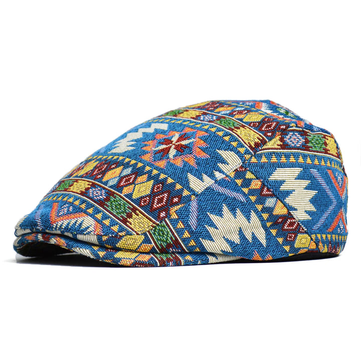 TribalMuse - Colorful Beret With Geometric Design