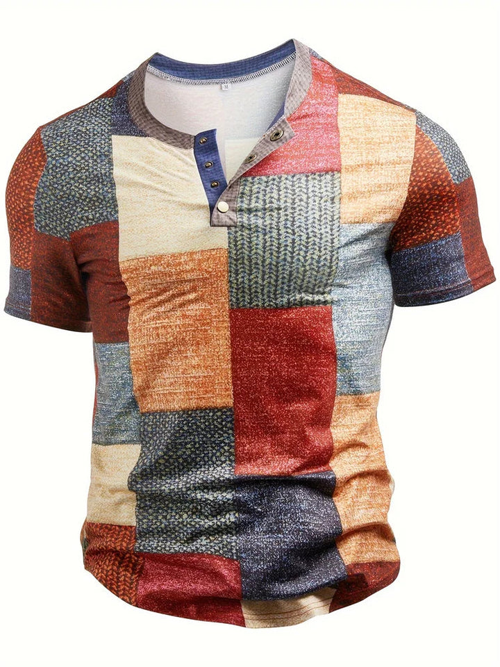 Edson - Stylish Patchwork Print Shirt