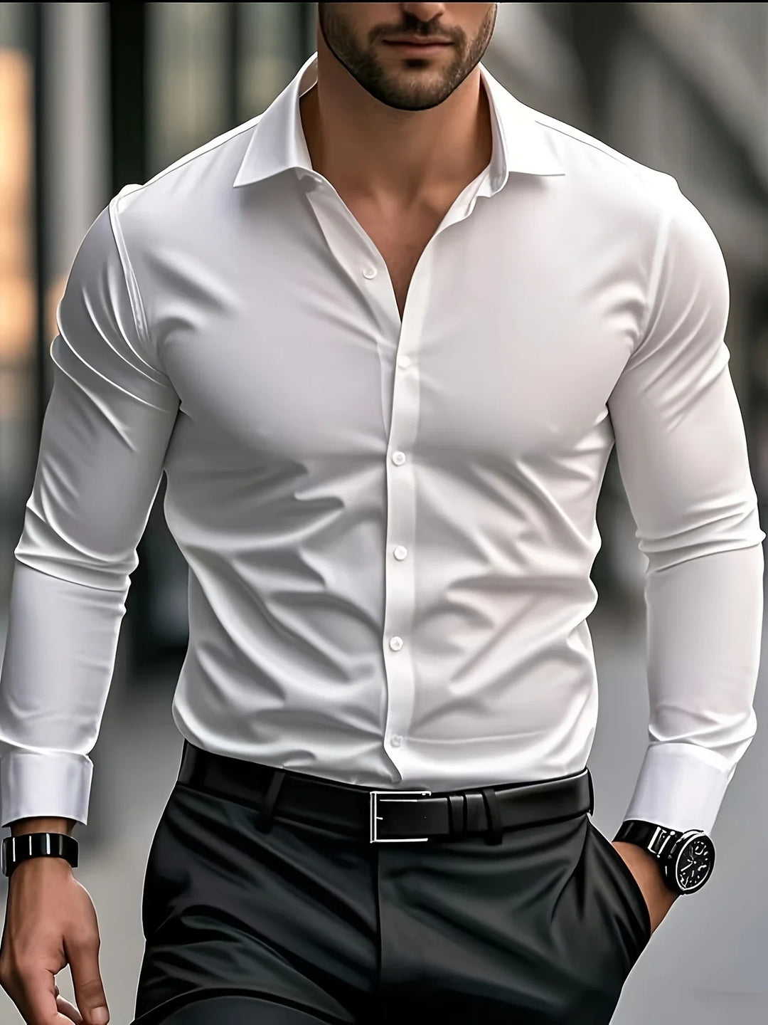 Byron - Elegant Long Sleeve Shirt With Button