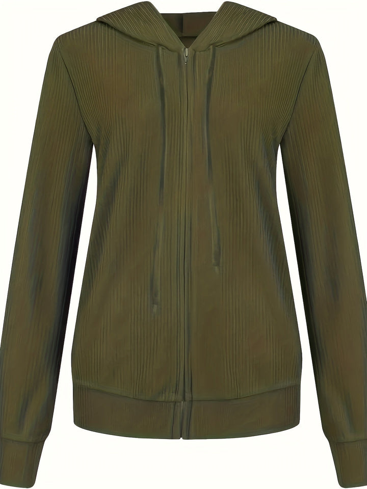 Moira - Long Sleeve Zip Up Drawstring Hoodies