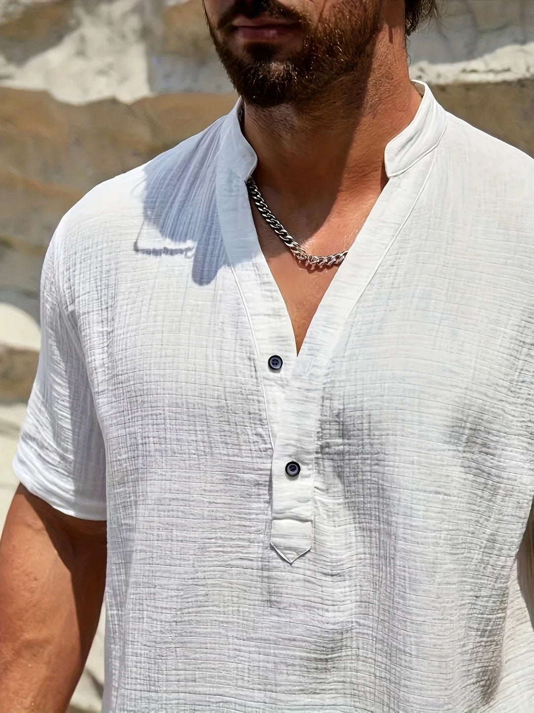 Sancho - Elegant Summer Shirt With Stand Collar