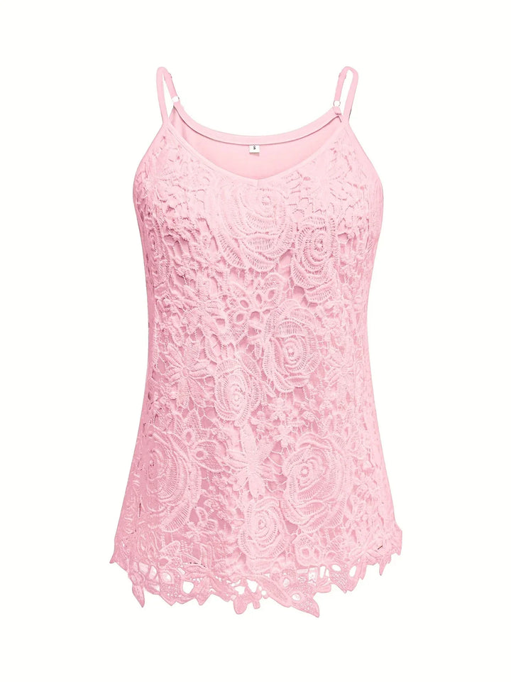 Juna - Elegant Sleeveless Lace Top With V Neck