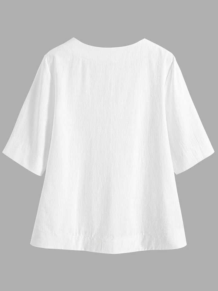 Mattea - Casual Loose Fitting Top With V Neck