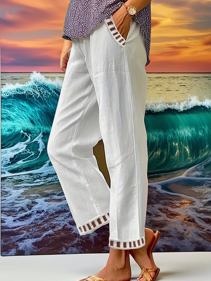 Tracey - Contrast Trim Cropped Pants
