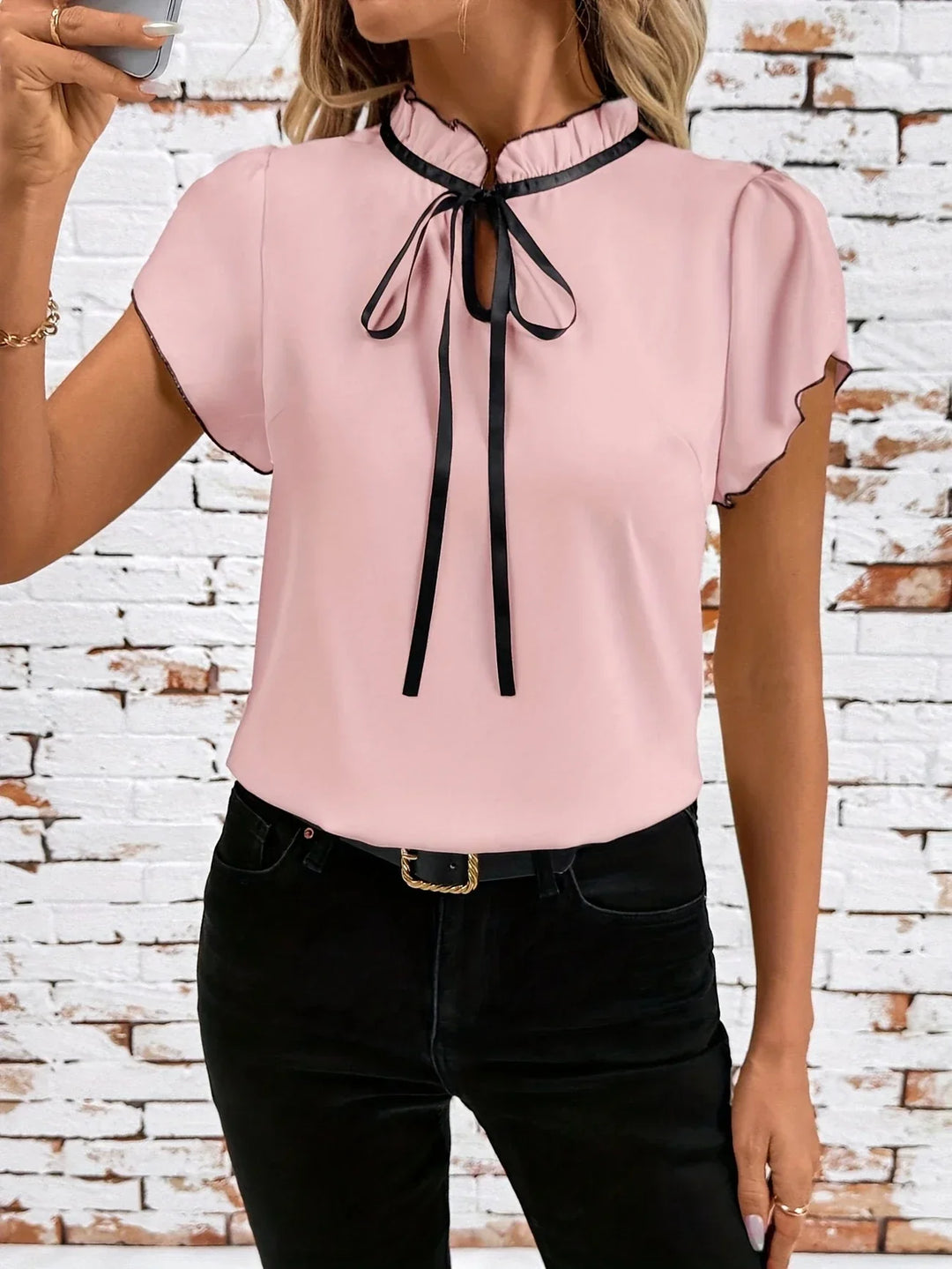 Bethany - Color Block Short Sleeve Shirt