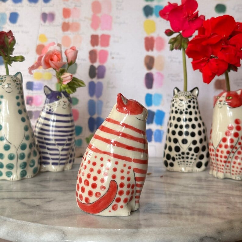 CatCraze - Hand Painted Cat Vase Collection