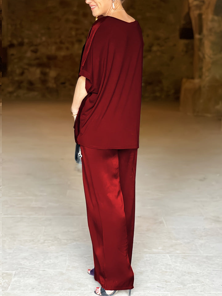 Ashlee - Elegant Short Sleeve Two Piece Set