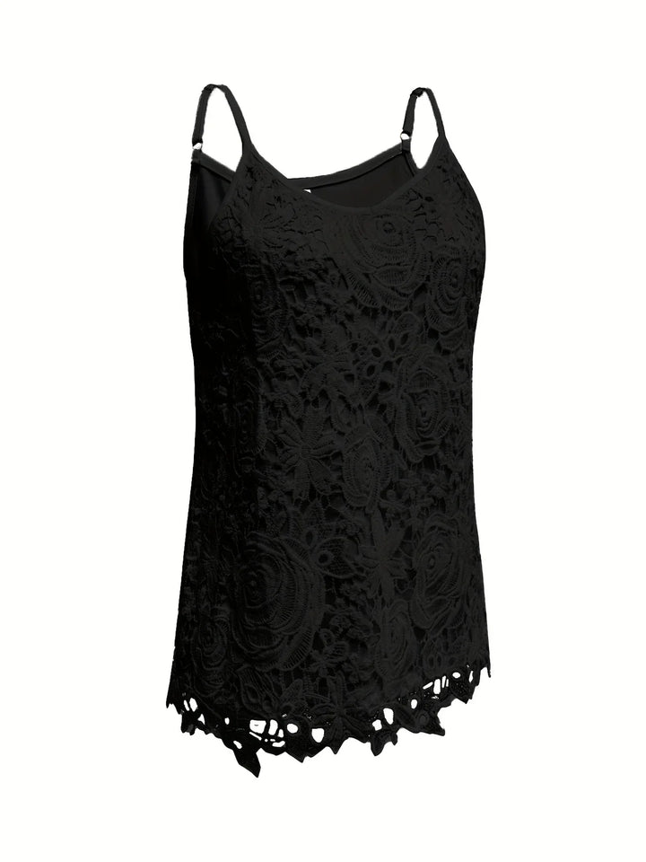 Juna - Elegant Sleeveless Lace Top With V Neck