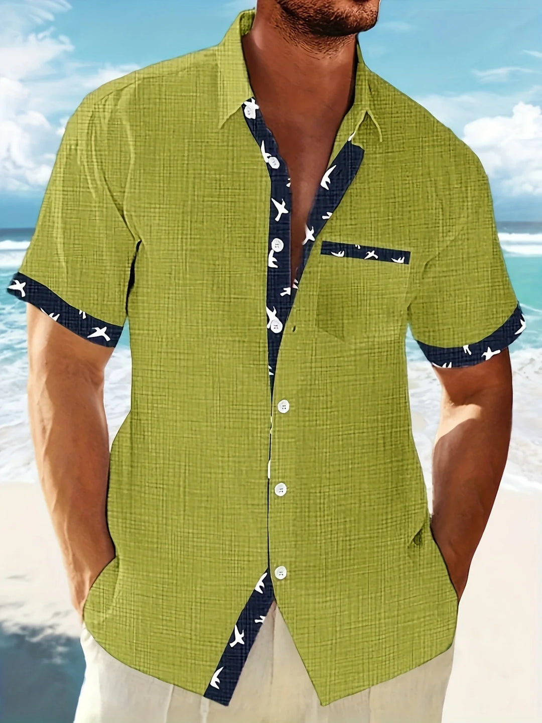 Trofim - Elegant Cute Bird Print Shirt