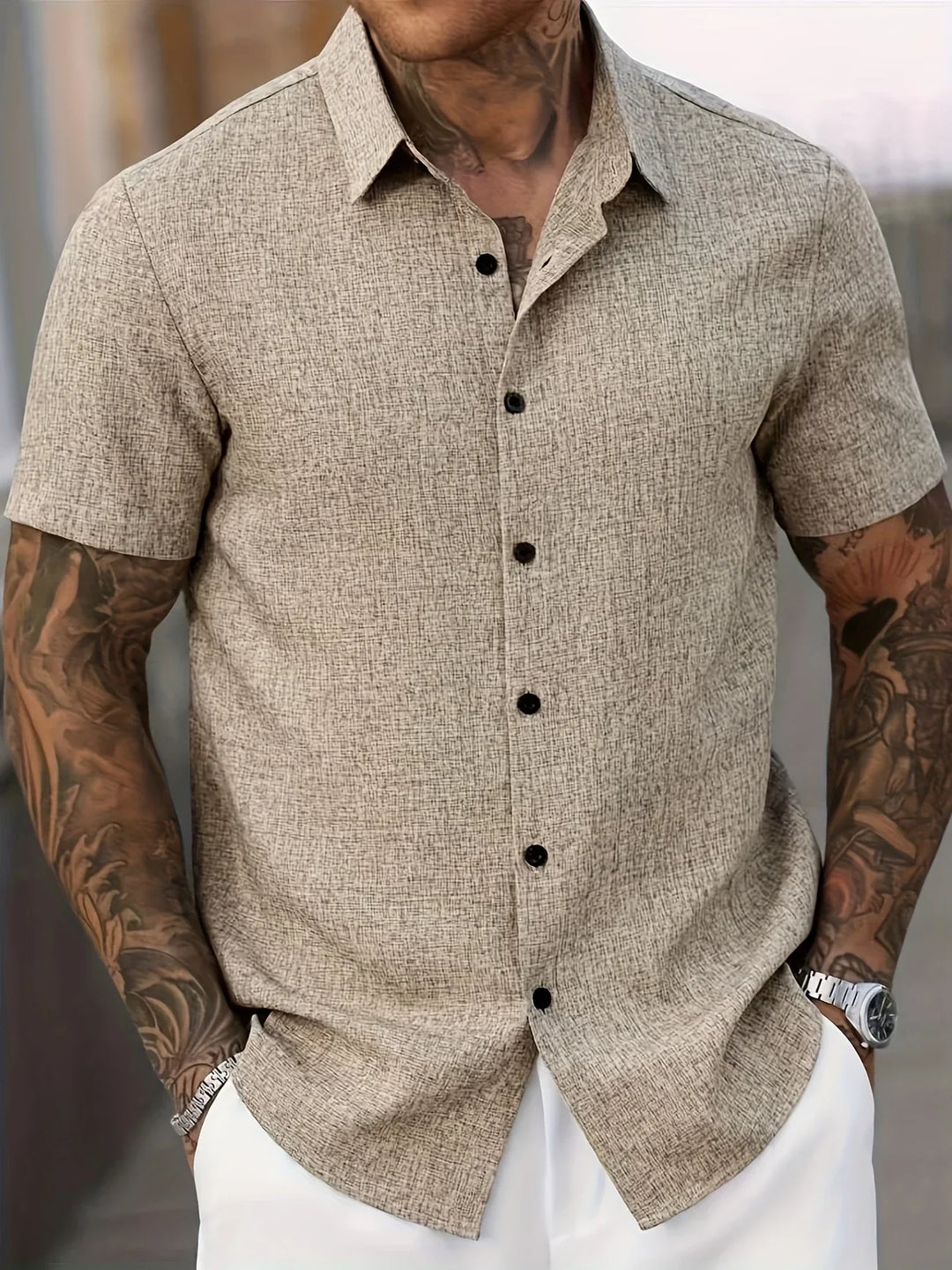 Dwight - Lightweight Linen Blend Short Sleeve Shirt