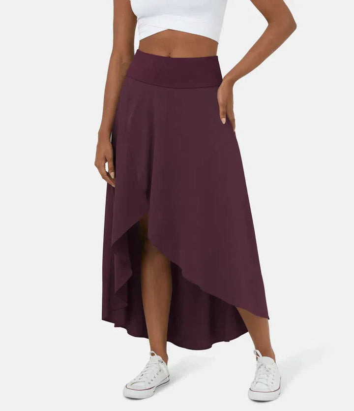 Keisha - Casual Midi Skirt With High Waist And Low Ruffle Skirt