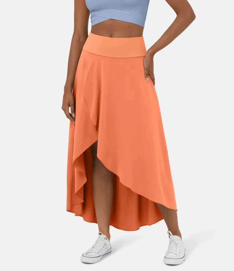 Keisha - Casual Midi Skirt With High Waist And Low Ruffle Skirt
