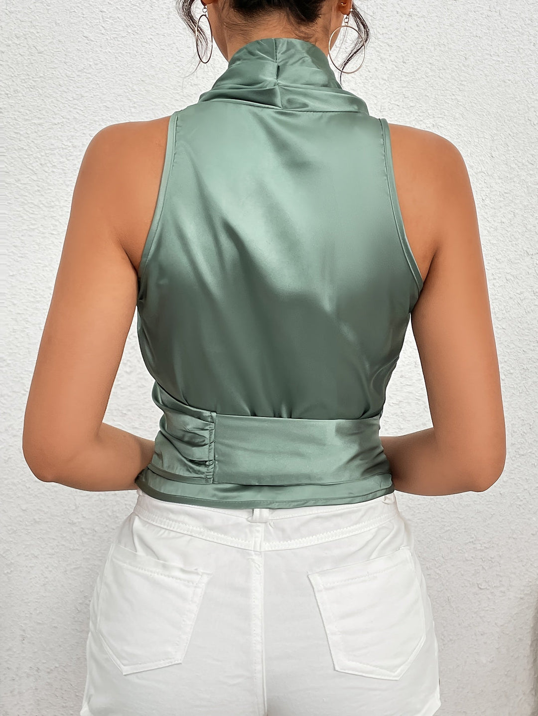 Florentia - Elegant Belted Sleeveless Halter Top