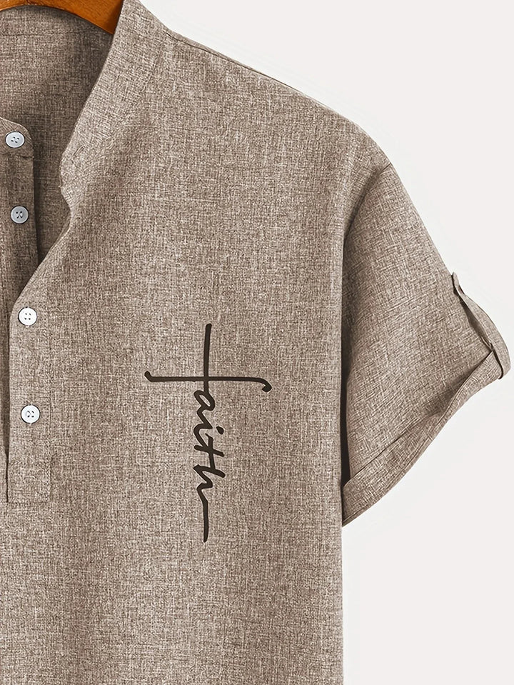 Elliott - Elegant Short Sleeve Shirt With Stand Collar