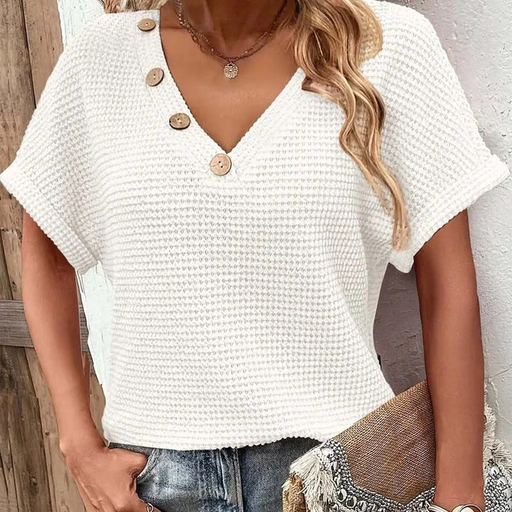 Lindse - Stylish Short Sleeve V-Neck Top