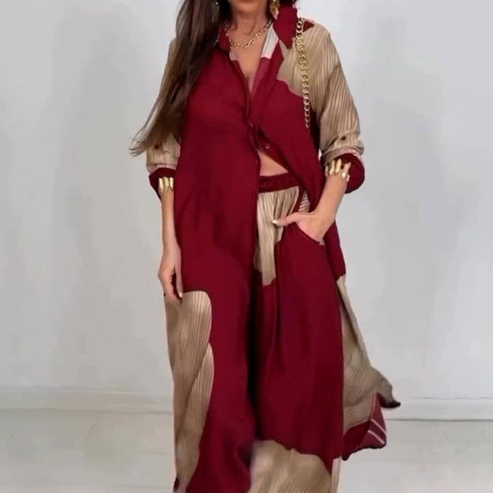 Dionicia - Elegant Button Down Shirt and Drawstring Pant