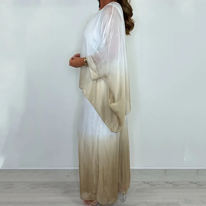 Veloura - Mesh Mix Dip Dye Loose and Flowy Top and Trouser Set