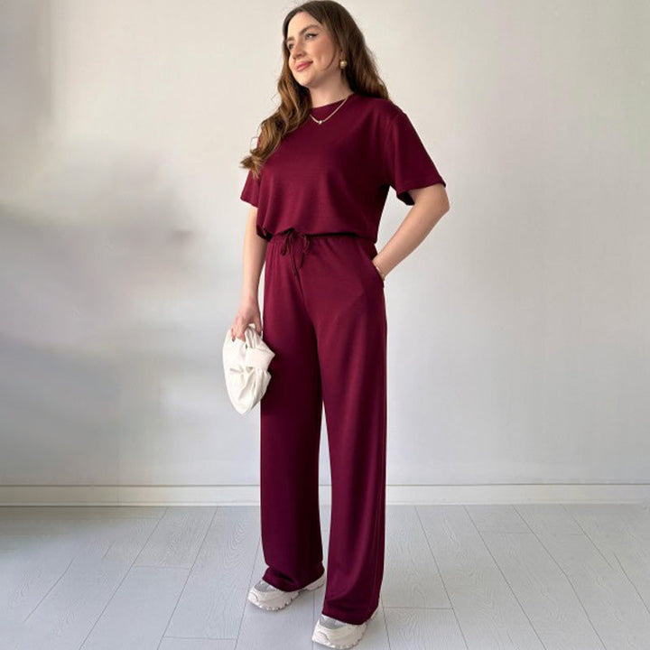 Jimena - Casual Round Neck Top And Drawstring Pant