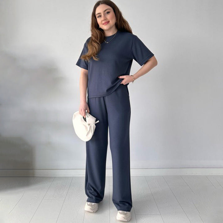 Jimena - Casual Round Neck Top And Drawstring Pant