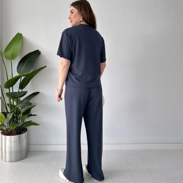 Jimena - Casual Round Neck Top And Drawstring Pant