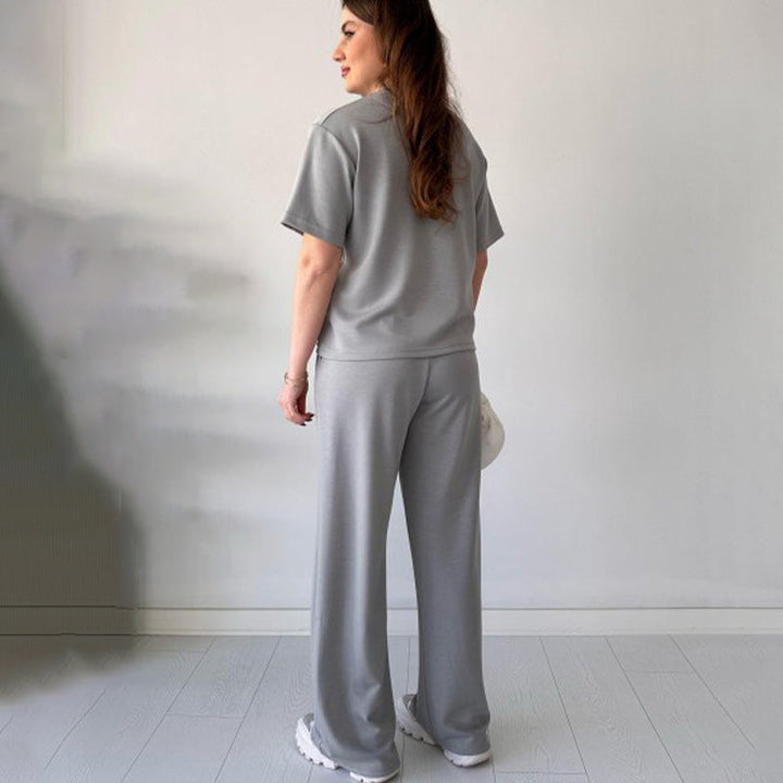 Jimena - Casual Round Neck Top And Drawstring Pant