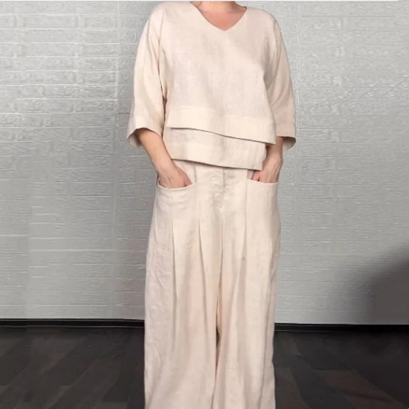 Ginevra - Comfortable Cotton And Linen Two-piece Set